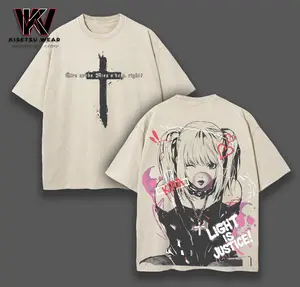 Misa Amane Death Note T-Shirt Anime Graphic Tee Oversized Acid Washed Soft Cotton Shirt Anime Streetwear Casual Womenswear Menswear Gift for Anime Fans Death Note Lovers