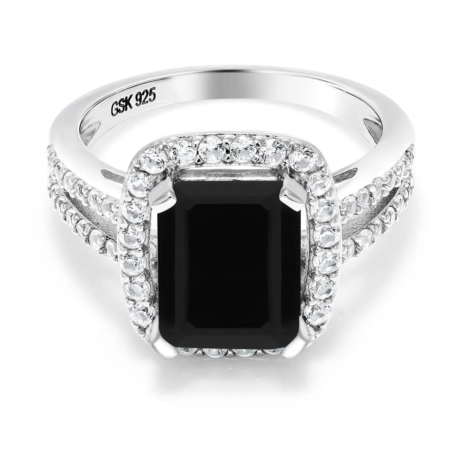 Cttw Black Onyx Engagement Ring For Women| 925 Sterling Silver| Emerald Cut 10X8MM| Gemstone Birthstone| Wedding Engagement Anniversary Promise Ring For Women