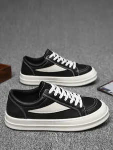 Unisex Trendy Sneakers, Colorblock PU Leather Upper, Cotton-Like Comfort, Lightweight Anti-Slip Sole, Casual All-Season Shoes, Casual Fashion Shoes, Sneaker Trainer