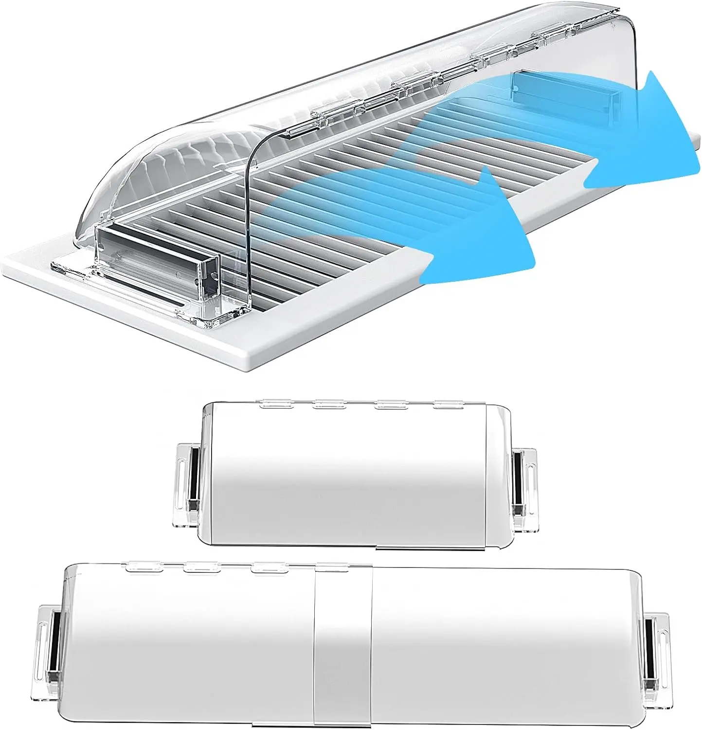 9-15.5 Inch Adjustable Air Vent Deflectors, 2 Pack Clear Magnetic Air & Heat Deflector for Sidewall, Ceiling Registers and Vents