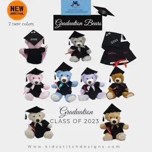 Personalized  embroidered  Graduation/ Plush Teddy Bear With Cap and Gown/ Gift for her or him  elementary high school college gift 2023