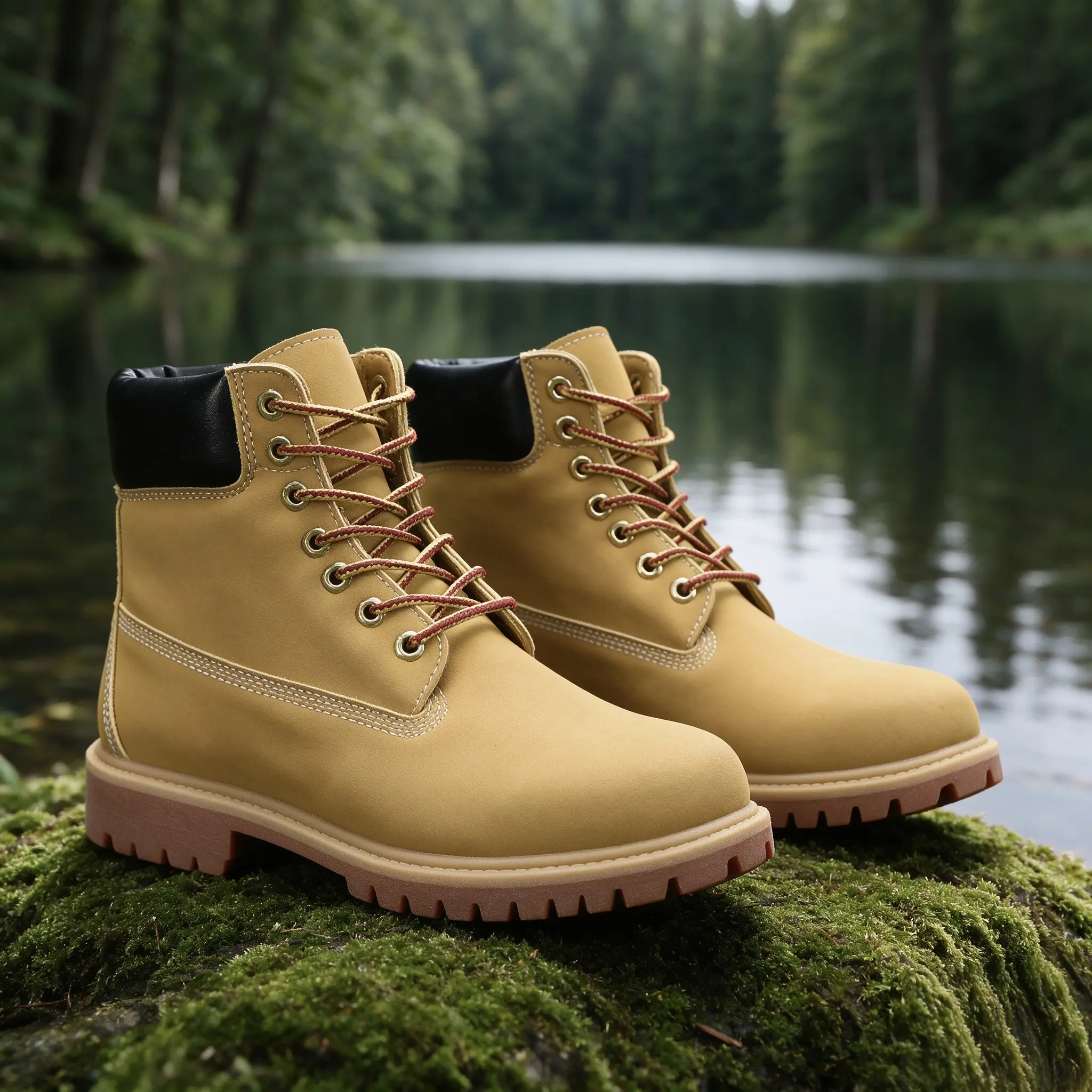 High-Top Platform Boots, Casual Lace-Up Walking Shoes with a Wide Round Toe Box and Wear-Resistant PU Leather Sole, Boot, Footwear, Ankle Boot