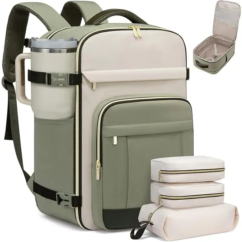 40L Travel Backpack for Women & Men - 17.3 Inch Carry On Backpack & Personal Item Backpack for Airlines, Spacious and Durable Design, with 3 Packing Cubes