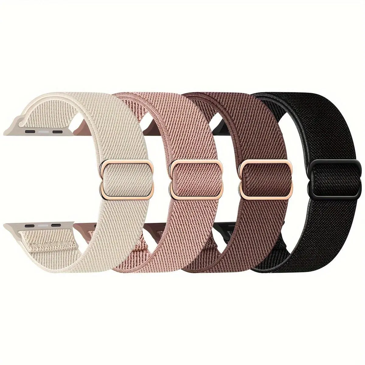 Nylon Elastic Braided Watch Band (Band Only), 4 Counts Soft Nylon Elastic Braided Wristbands, Smart Watch Strap for Apple Watch Series Ultra 10/9/8/7/6/5/4/3/2/1/SE, Smartwatch Accessories, Wearable