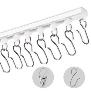 VEVOR Ceiling Curtain Track Set, 9.9 FT/3 Meter, Self Adhesive, No Drill Ceiling Track System for Curtains, Room Divider Curtain Track Ceiling Mounted for Living Room with Hooks and Hardware, White