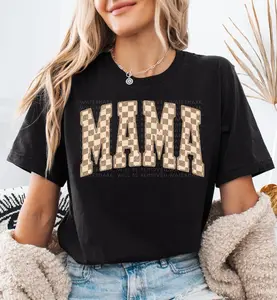 Checkered Retro Mama Tshirt Tan Checkered Mama Shirt Mother's Day Gift Mama Sweatshirt Checkered Shirt New Mom tshirt Cool Mom Shirt