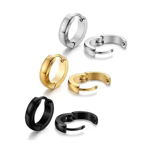 3 Pairs Simple Stainless Steel Hoop Earrings, Punk Minimalist Ear Jewelry for Daily Wear, Casual Jewelry for Party, Daily Clothing Decor, Elegant Minimalist Earrings