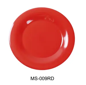 Yanco MS-009RD 9 in. Mile Stone Wide Rim Round Plate, Orange Red - Pack of 24