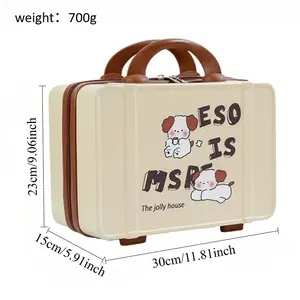 14 Inch 300mm Handheld Makeup Box, Mini Travel Case Hangs on Luggage, Cute Dog Design Storage Box for Skincare and Jewelry