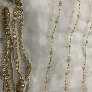 White chiffon and net dupatta or scarf  for women plain fashion