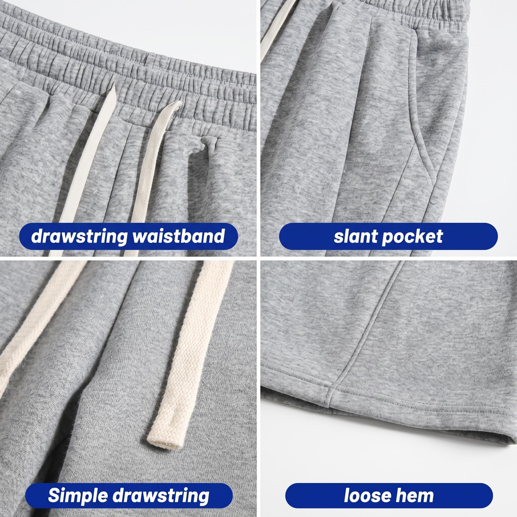 Pack of 3 men’s couple drawstring elastic-waist athletic casual shorts—summer outdoor wear, comfortable sweat shorts made of cotton, versatile with a niche design; fashionable, trendy, and easy to match.