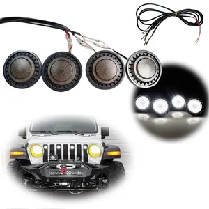 4PCS Smoked Lens White DRL Front Grill LED Grille Lights For Jeep wrangler 2007 2008 2009 2010 2011 2012 2013 2014 2015 2016 2017 2018