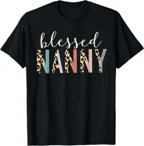 100% Cotton Blessed Nanny Cute Leopard Print T-Shirt