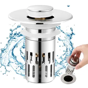 Bathroom Sink Stopper Hair Catcher, Universal Pop Up Sink Drain Filter with Stainless Steel Filter Basket, Bathroom Sink Drain Strainer