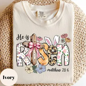 He Is Risen Easter Shirt, Matthew 28:6 Bible Verse Sweatshirt, Christian Faith Easter Gift