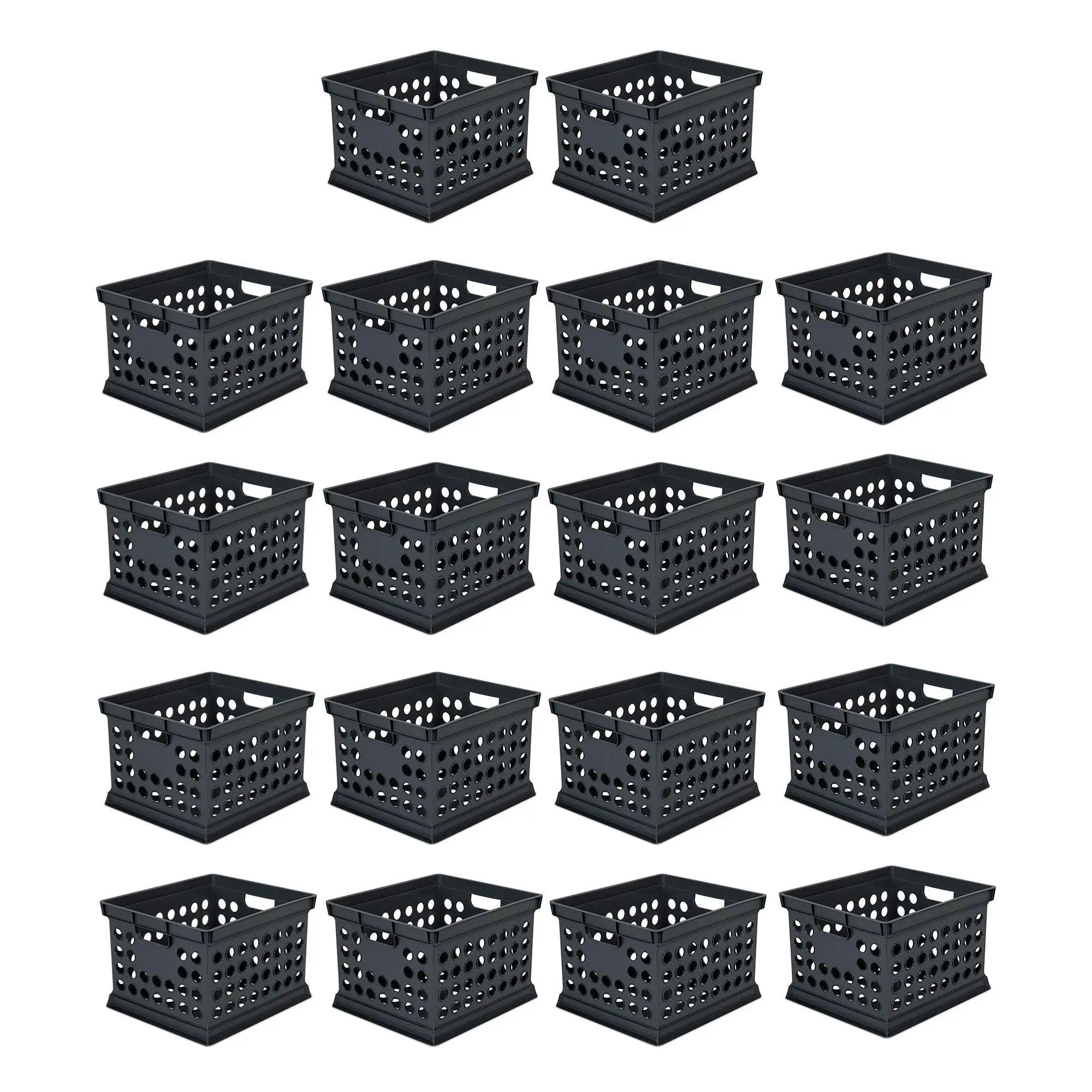 Sterilite Stackable Plastic Storage Open Crate Bin Organizer Box, Black, 18 Pack Sterilite Stackable Plastic Storage Open Crate Bin Organizer Box, Black, 18 Pack