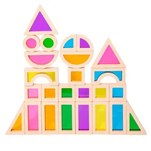 Wooden Geometric Shape Stacking Toy, Shape Sorter, Colorful Geometric Building Block Set, Educational Toy for Kids, Ideal Gift for Early Education