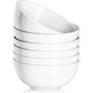 4/6 Piece Set of 22-Ounce White Ceramic Bowls - Ideal for Soup, Cereal, Salad, Oatmeal, Fruit, and Rice - Dishwasher & Microwave Safe - Stackable & Chip-Resistant - Perfect for Everyday Use & Gift Giving