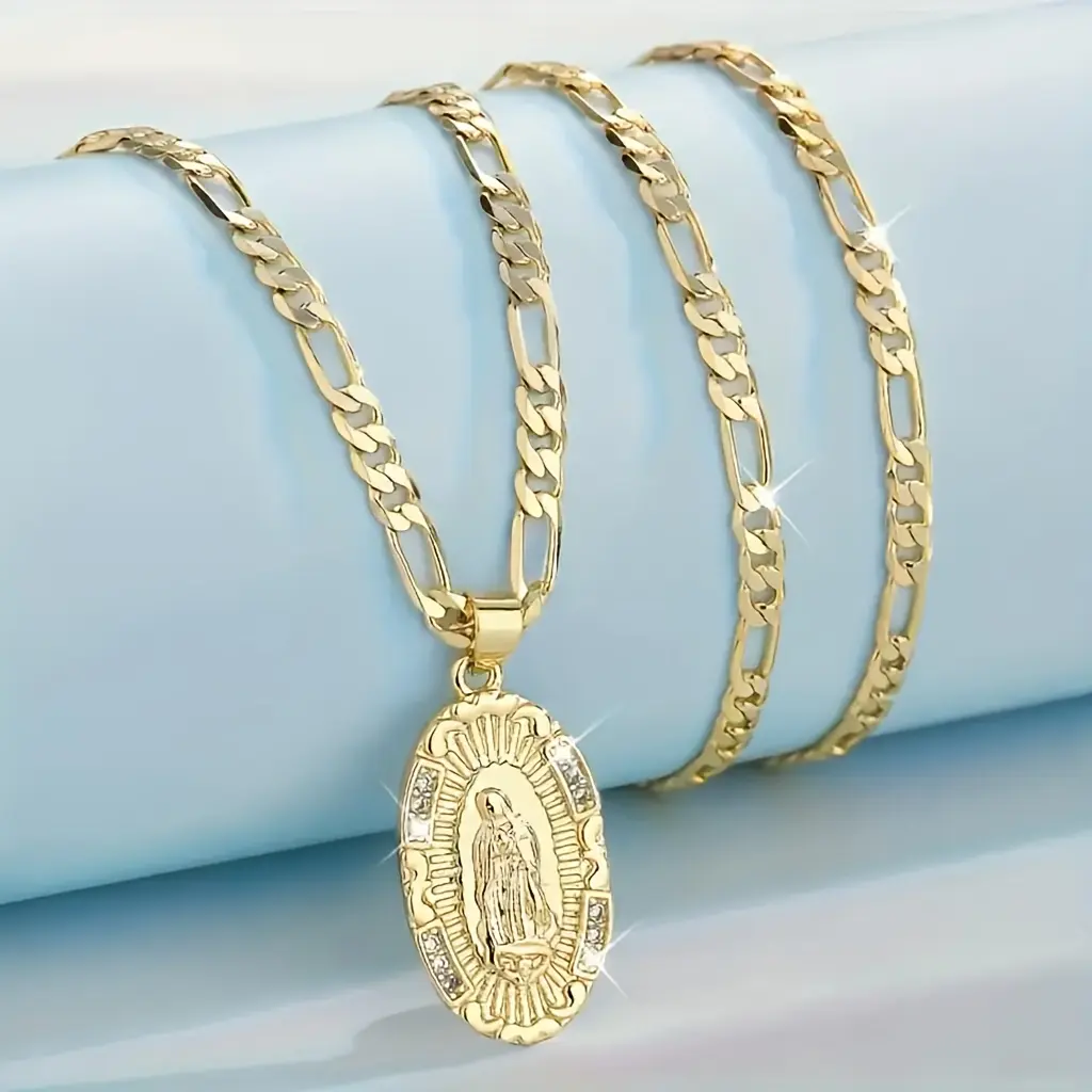 Elegant 14k Gold Plated Virgin Mary Pendant Necklace for Women Festival Wear & Gift for Friends Fashionable Oval Jewelry Ideal for Gifting