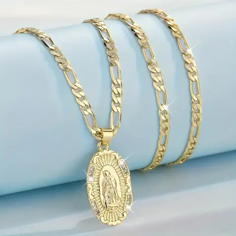 Elegant 14k Gold Plated Virgin Mary Pendant Necklace for Women Festival Wear & Gift for Friends Fashionable Oval Jewelry Ideal for Gifting