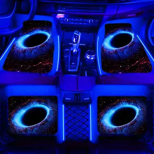 Car Floor Mat, 4 Counts/set Black Hole Pattern Flannel Car Floor Mat, Water-absorbent & Non-slip Car Interior Protective Decoration Mat
