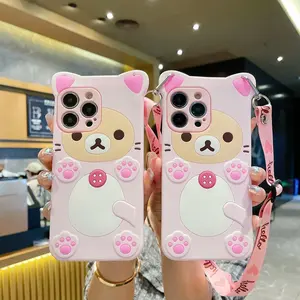 Lovely Bear Case For Samsung A50 A23 A31 A32 A12 A53 A33 A14 A24 A25 A73 A51 A71 A72 A52 A13 A54 A55 A35 Crossbody Rope Cover Screen Protector Protection Protective Casing