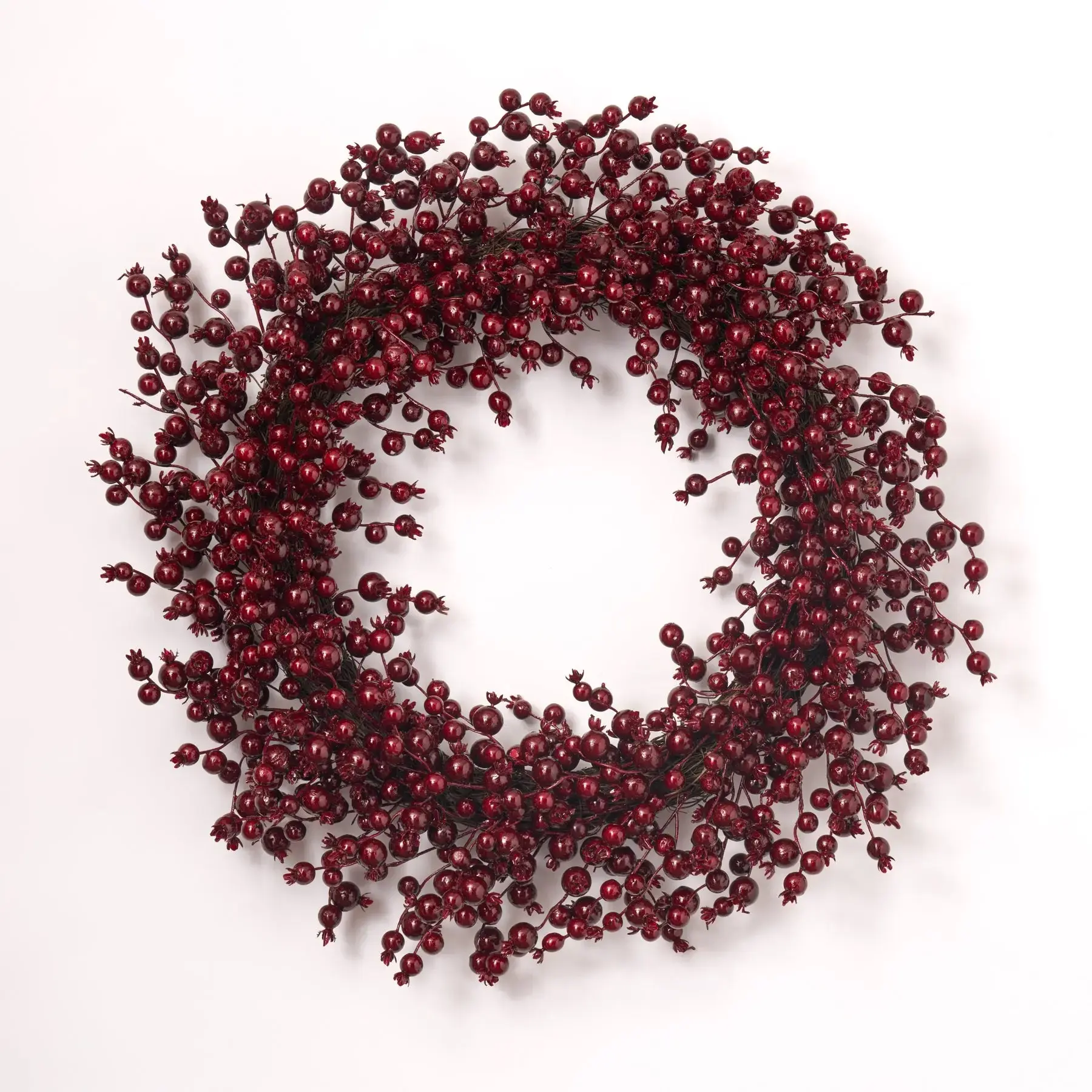 26" Waterproof Foam Wreath, Deep Burgundy Red Berry Design, Christmas Holiday Front Door Decor (Diameter: 26")