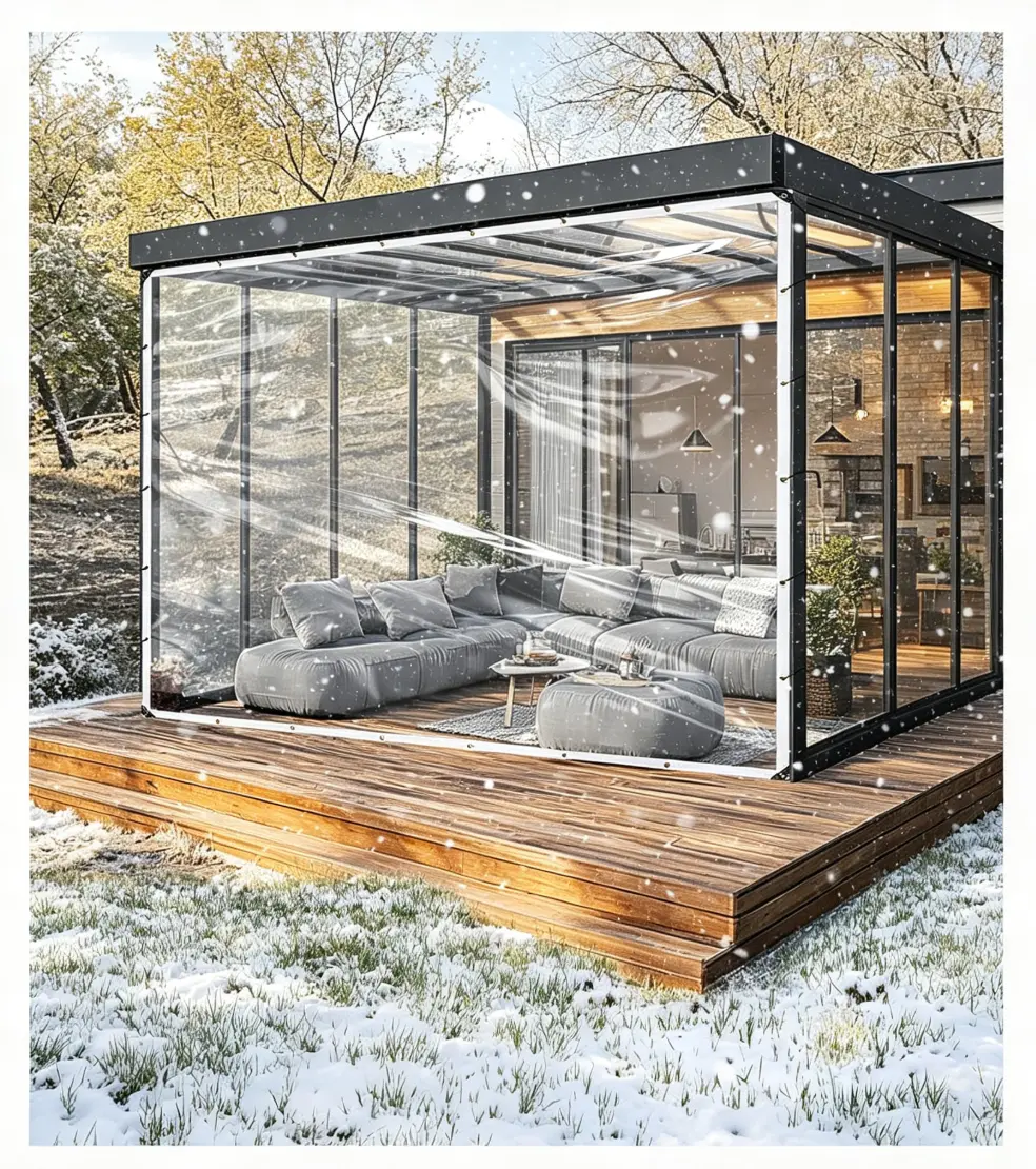 Transparent PVC Vinyl Tarp, 10ft x 13ft 1-Piece Heavy-Duty Waterproof Lightweight Canopy Weather Shield with Reinforced Rivets, Triangle Metal Grommets & Draw Cords, Functional Windproof Dustproof Outdoor Sheet for Garden