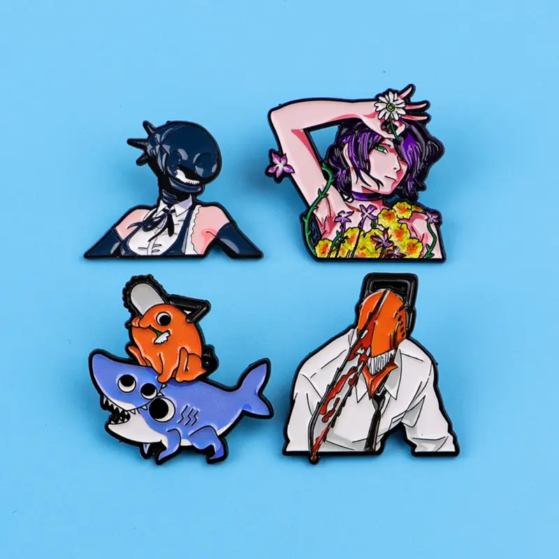 4pcs/set Cool Anime Character Enamel Lapel Pins, Collectible Pins, Unique Cartoon Badges, Decorative Badge, Badge Decoration, Multifunctional Fashion Accessories for Bags, Clothing, Hats, Drop Set Pins