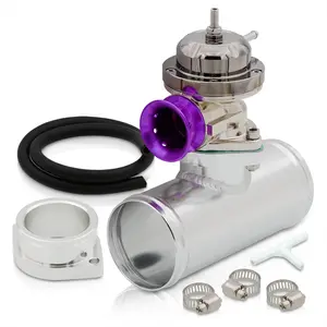 Adjustable PSI BOV Gunmetal Top Purple Lip Blow Off Valve Aluminum Adapter Pipe