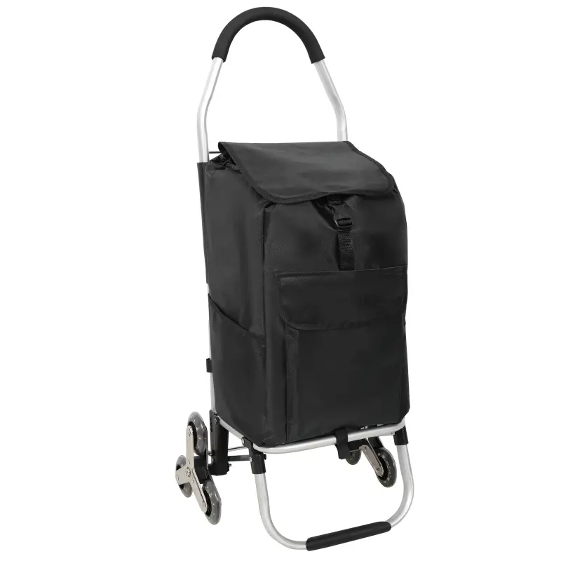 Thickened stainless steel frame climbing handcart, detachable, washable, waterproof Oxford cloth shopping bag, triangular labor-saving climbing wheel, folding and storage, no occupation of space, household purchase, small trailer