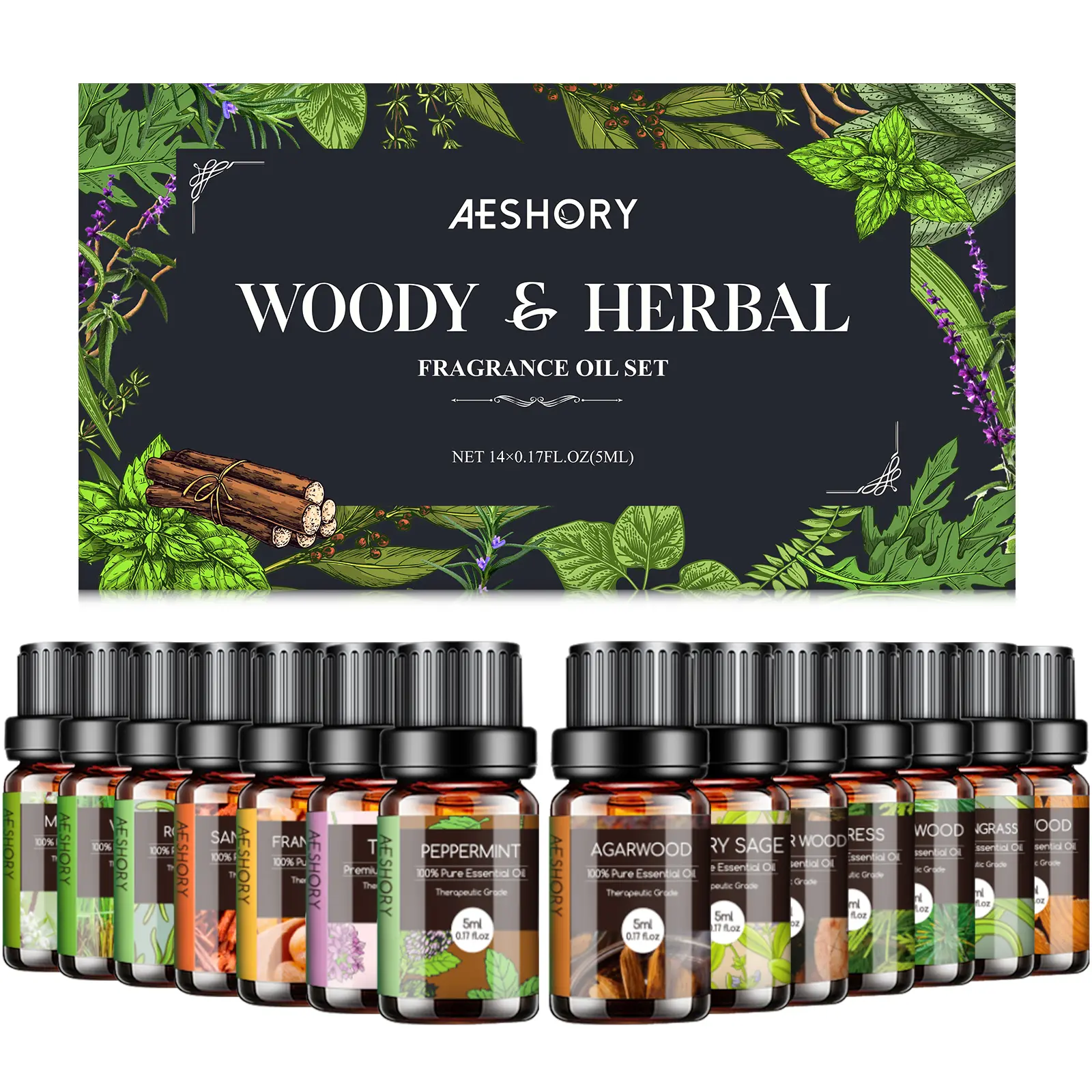 Woody Essential Oils Set - Fragrance Oil for Diffusers, Candle Making,Aromatherapy Scented Oils (5ml)