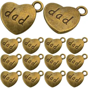 30 Pieces Heart Shaped Dad Charms Alloy Love Heart Dad Dangle Pendants Craft Suplies for DIY Jewelry Making Father?s Day Birthday Christmas Gifts…