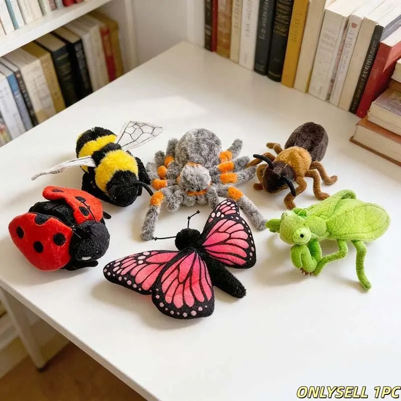 Cute Realistic Insect Plush Toys, Soft Stuffed Collectible Butterfly, Bee, Spider, Mantis, Ant & Beetle Dolls, Kawaii Bug Plushies for Kids, Stuffed Animal Gift, Halloween Decor, Kawaii Stuffed Animals