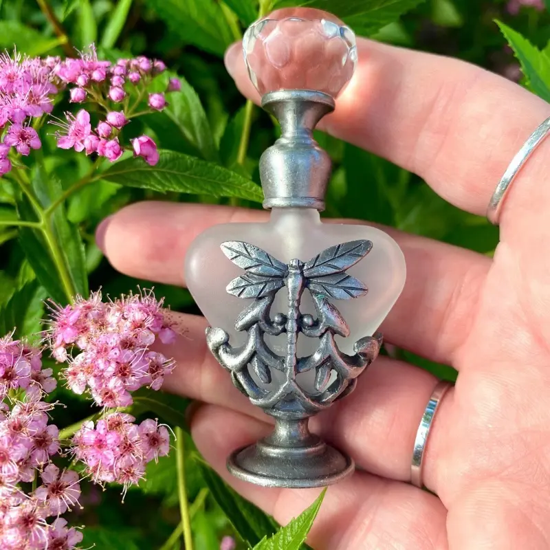 Silver Butterfly Perfume Bottle Vintage Style