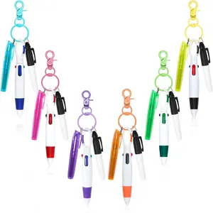 Nurse Pen Set, Mini Highlighter Nurse Pen Pack Set Nurse Pens for Badge Include Tip Highlighter Permanent Marker Pen Retractable Ball Pens with  Clip for Nurse Graduation Present (6 Set)