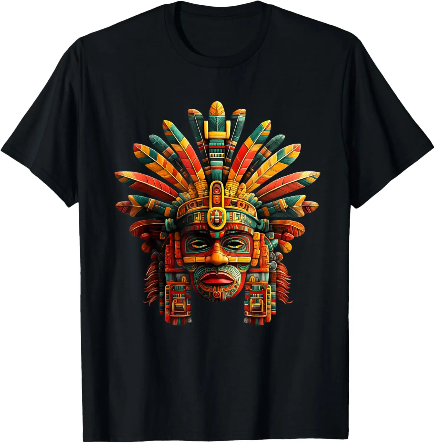 Women's Vintage Graphic T-Shirt, Quetzalcoatl Aztec Print, 100% Cotton Distressed Casual Short Sleeve Top for Parties, Wide Range of Sizes