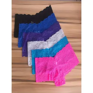 6pcs Women's Plus Size Lace Briefs- Sexy, Breathable, Semi-Sheer Underwear in Assorted Colors - Stretch Nylon & Spandex Blend for Comfort and Style Plus Size panties for Women