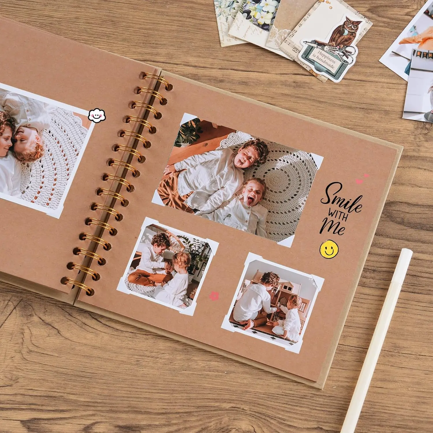 8 x 8 Inch DIY Scrapbook Album 40 Pages Hardcover Kraft Paper Photo Albums Memory Book for Wedding Anniversary Family Yellow 8 Inch Exquisite Workmanship 360 Degree Sheet Rotation