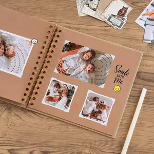 8 x 8 Inch DIY Scrapbook Album 40 Pages Hardcover Kraft Paper Photo Albums Memory Book for Wedding Anniversary Family Yellow 8 Inch Exquisite Workmanship 360 Degree Sheet Rotation