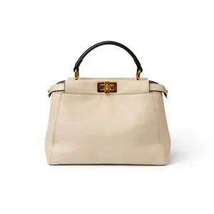 Pre-owned FENDI Snakeskin Shoulder Bags BJ1109904025 Peekaboo Small Beige