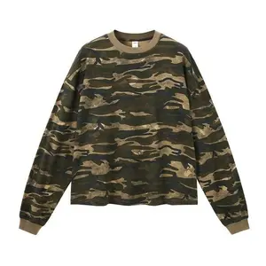 Inflation Men's Camouflage Long-Sleeve Cotton Graphic T-Shirt - Cropped Boxy Loose Crew Neck, Streetwear Casual T-Shirts for Outdoor Wear | Mens Clothing, Versatile Top for Spring-Summer, Autumn-Winter fathers day gift,summerwins,father'sdaygifts