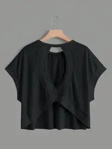 Women's Batwing Sleeve Loose Fit Casual Sporty Tank Top, Breathable Hollow Out Design, Comfortable Yoga Wear, All Seasons, Yoga Tops