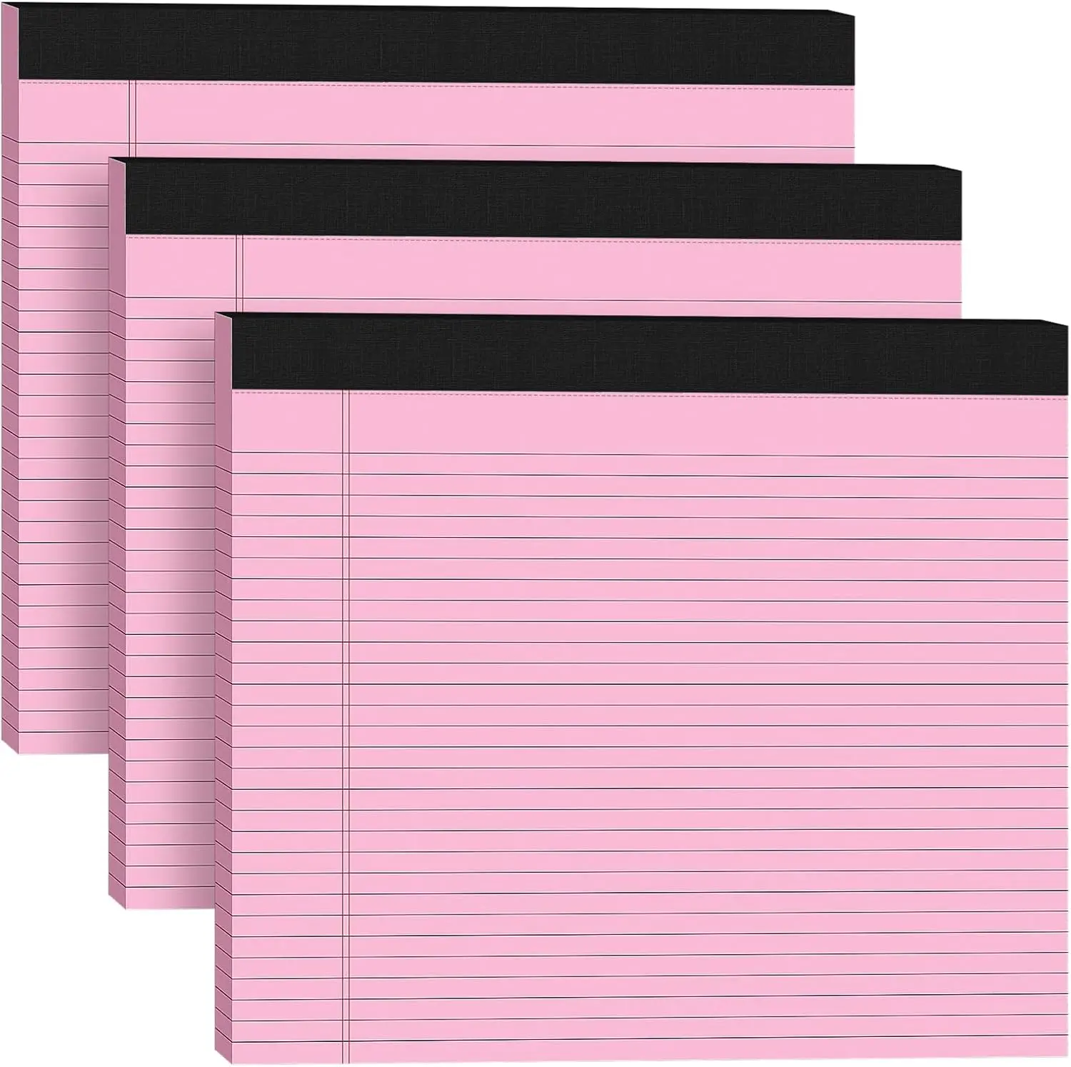 3 Pack Wide Legal Pads 11" x 9.5" (Landscape Format)  College Ruled Note Pad Narrow Ruled 30 Sheets per Notepad Perforated Writing Paper with Thick Backboard Horizontal Pads of Paper