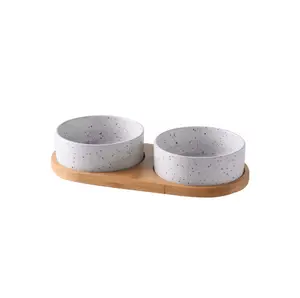 Ceramic &amp; Easy to Clean, Tip Resistant Pet Bowl Set