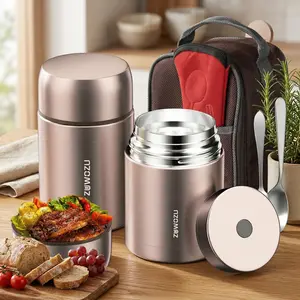 ZUWOZU 20/27/33/40oz Vacuum Insulated Food Jar for Hot & Cold Food, Wide Mouth Leak-Proof Soup container with Spoon and Fork, Stainless Steel Bento Box & Lunch Box Containers for Adults, Ideal Gift for Office, Travel, Outdoor Daily Use