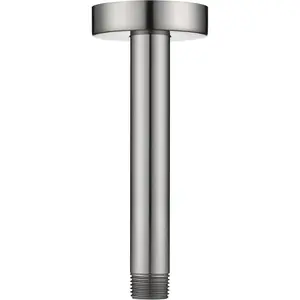 Shower Arm with Flange for Rainfall Shower , 6 Inch Ceiling Mount Straight Arm, Replacement Extension Pipe, Heavy-Duty Stainless Steel, Rust-Resistant, 1/2" NPT, Brushed Nickel