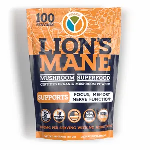 Yemaya Organic Lion's Mane Mushroom Powder - Nootropic - Brain Health - Non-GMO - Alcohol Freel Fr