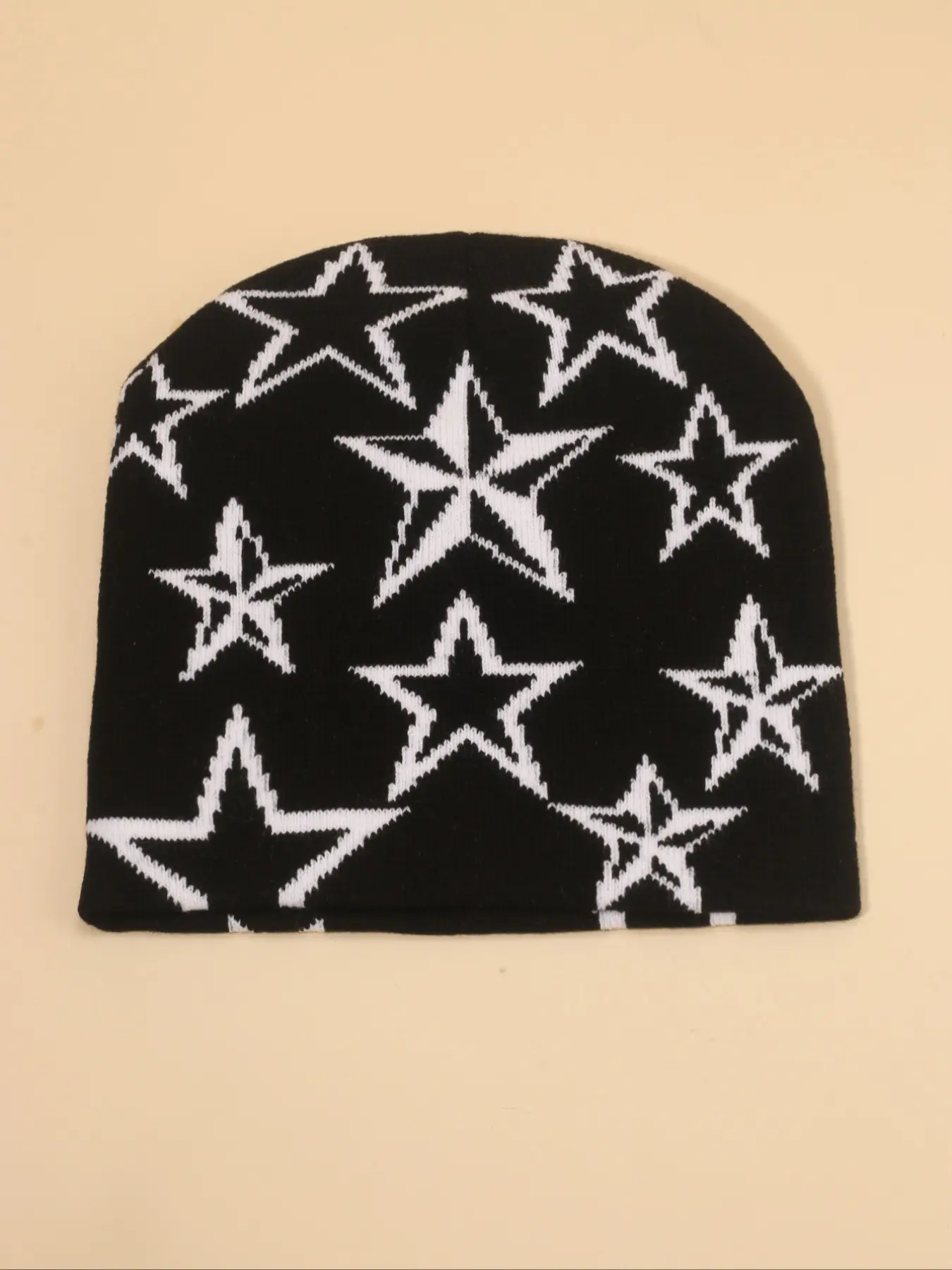 Girls' Y2K Knit Beanie Fitted Hat, Warm Winter Cap with Fun Jacquard Star Design, Stylish Autumn & Winter Headwear for Kids, Trendy Hat, Fashion Beanie Hat, Beanies