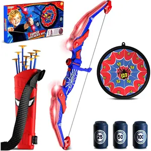Bow and Arrow Set for Kids, Led Light Up Kids Archery Set with Quiver & Web Target, 10 Suction Cup Arrows & Another 3 Target Cans, Birthday Gift Toys for 3 4 5 6 7 8 Year Old Boys Girls